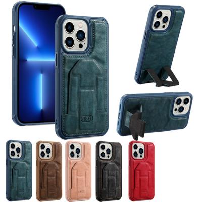 China Luxury PU Leather Soft Phone Case Shockproof Premium Stand Phone Case Cover For iPhone 13 Pro Card Holder Cover for sale