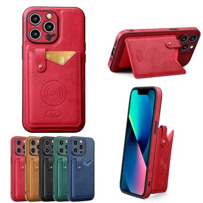 China Newest Leather Card Holder Case Luxury Shockproof Card Holder Cover For iPhone 12 13 11 pro X max Xs XR 7 8 plus for sale