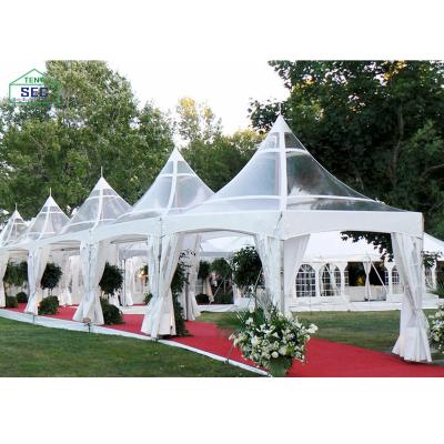 China Aluminum Alloy 6061 Arab Wedding Transparent Door Exhibition Hard Bound 6m x 6m Pagoda Tent for sale