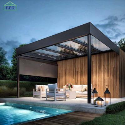 China Easily Assembled Motorized Outdoor Aluminum Bioclimatica Pergola Luxury Glass Houses Garden Buildings Sunrooms for sale