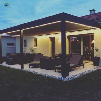 China Easily Assembled Outdoor Aluminum Pergola Roof Kits Electric Louvered Vertical Awning Pergola With Adjustable Canopies for sale