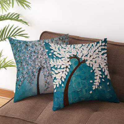 China Home Printing Floral Tree Cushion Covers Decorative Sofa Bedroom Living Room Pillow Case Green Throw Pillowcase Home Decor for sale