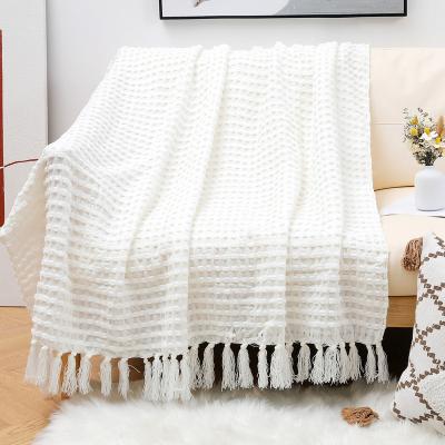 China Jacquard Chenille Knitted Blankets Covered Office Room Sofa Throws Air Conditioning Bed Wool Knitted Blanket and Throw for sale