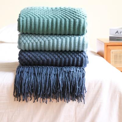 China Soft Jacquard Throw Blankets Knit Comfort For Home Farmhouse Fringe Sofa Couch Decorative Knitted Handmade Blanket Throw for sale