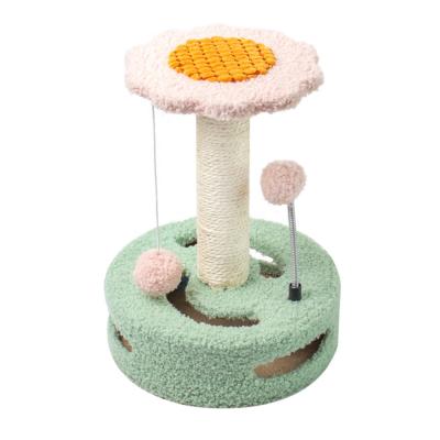 China Viable Toys for Flower Mat Climbing Tree Design Table Mat Furniture Protector Cats Tower Cat Scratch Board Pets Sisal Scratcher for sale