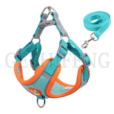 China Sustainable Durable Pet Chest Forming Back Soft Adjustable Vest Harness Dog Collar Leash Set for sale