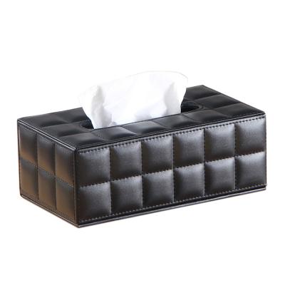 China Luxury Black White Rectangular PU Cover Office Home Hotel Car Paper Holder Tissue Tissue Leather Box for sale