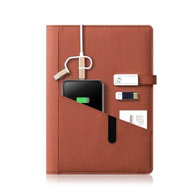 China Custom Printed Loose Leaf Planner Organizer Hot Sale Logo Business Diary Cover With Pocket Power Bank Notebook 16G U Disk for sale