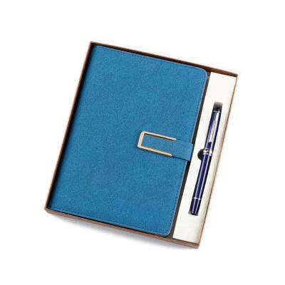 China Hardcover Company Activities Customized Logo Business Gifts Pen Notebook Leather Luxury Stationery Gift Set for sale