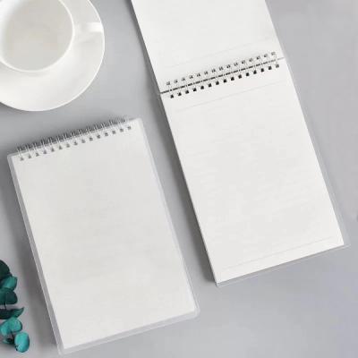 China Cover spiral cheap waterproof blank/dot/grid/lined transparent page pp spiral notebook spiral top for school and promotion for sale