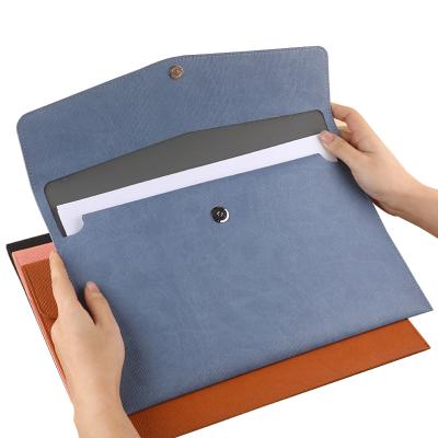 China Hot Leather Contract Leather Custom File Folder Office Business A4 Large PU Envelope Folder Bag Logo Office School Stationery Sale Bag Magnetic Document Briefcase for sale