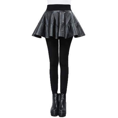 China Antibacterial Winter Pants Thermal Women's Seamless Leather Skirt High-waisted Foot Tight Pants for sale