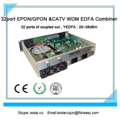 China Fiber transmission equipment of optical amplifier GEPON WDM Combiner 1550nm high power 32port PON EDFA for sale