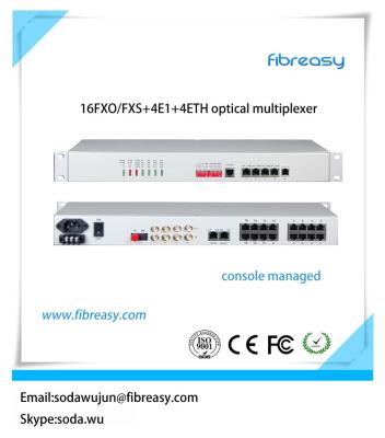 China console managed optical transceiver PCM MUX 16 channel FXO FXS telephone over fiber multiplexer for sale