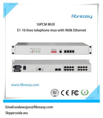 China High performance E1 pcm mux  16Voice and 4 port  Ethernet , 4  port data fiber optical Multiplexer with network managed for sale