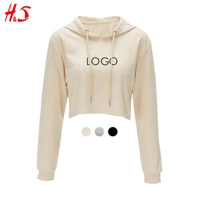 China Custom Anti-Wrinkle Hotsell In-Stock Items Logo Printing Cotton Short Hoodie Sweatshirts Women Crop Top Hoodie for sale