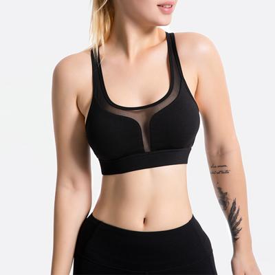 China Beautiful Breathable Striped Back Quick-drying Sports Underwear Ladies Running Fitness Clothes Shockproof Back Pocket Yoga Bra for sale