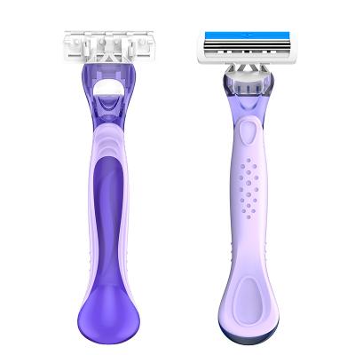 China high quality 3 blades 3 blades disposable razor for women with rubber handle for sale