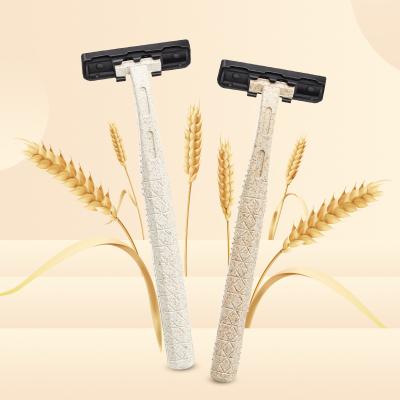 China 2021 Triple Blade Wheat Straw Eco Razor Shaving Disposable Blades For Men Biodegradable for sale