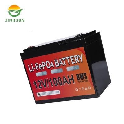 China Jingsun home appliances in solar battery bms lifepo4 battery current lithium battery 345*310*275 80% 12v 100ah for sale