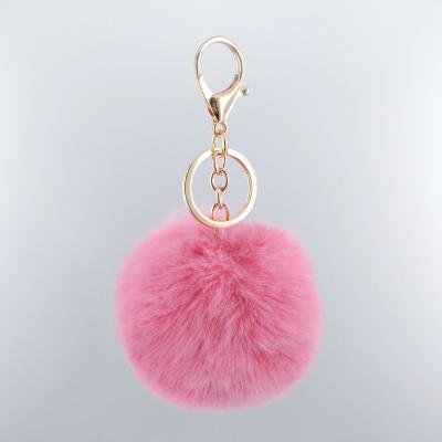 China Wholesale Auto Soft Fur Ball Soft Faux Rex Rabbit Fur Pom Poms Auto Upholstery Upholstery Key Chain for sale