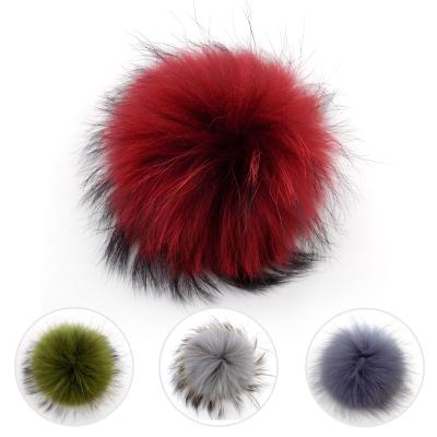 China Real Fur Home Textile 13cm Pom Pom Pom Poms Real Fur Wholesale Real Textile Raccoon Fur for sale