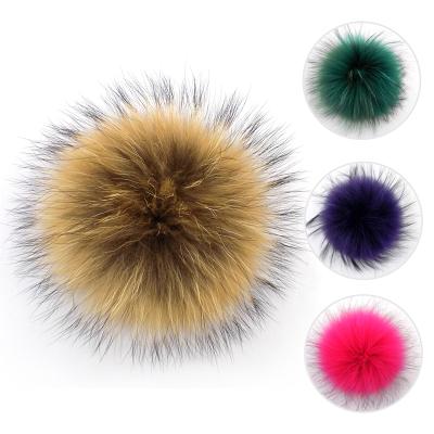 China Wholesale real raccoon fur auto upholstery stocking kids fur cap fur ball pom poms auto upholstery stocking with snap for sale