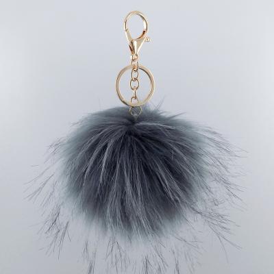 China European and American style faux fur poms faux fur ball raccoon fur pom key chain fluffy key chain for bag charm pendant for sale