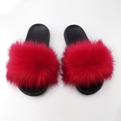 China High Quality Fashion Trend Low Price Hot Sale Faux Fox Fur Slides for sale