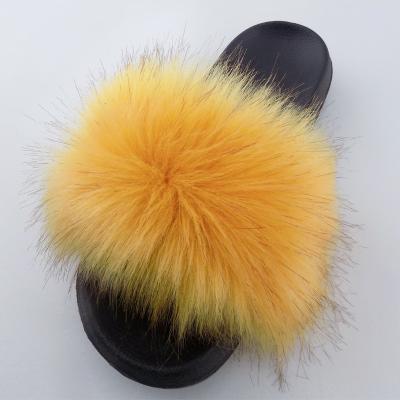 China Custom Made High Quality Soft Anti-slippery Women's Faux Fur Slippers Faux Fur Slide Sandals Anti-slippery for sale