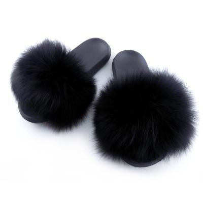 China Lightweight Lightweight Fluffy Fox Fur Slides Real Fur Slippers For Women for sale