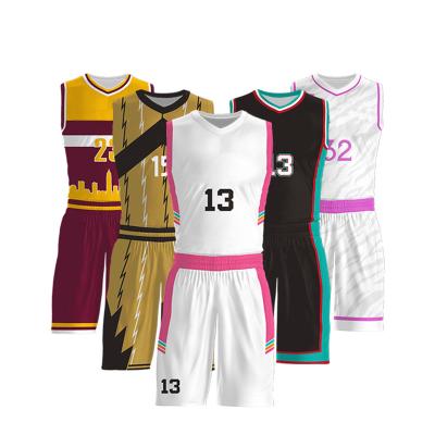 China Reversible Sublimation Antibacterial Mesh Blank Basketball Jersey Custom Mens Basketball Uniform For Men Set Tank Top Basketball Wear for sale