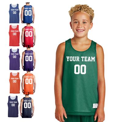 China Customized Antibacterial Basketball Tank Top Youth Basketball Tank Top Personalized Team Shirt Custom Name and Number Mesh Reversible Jersey for sale