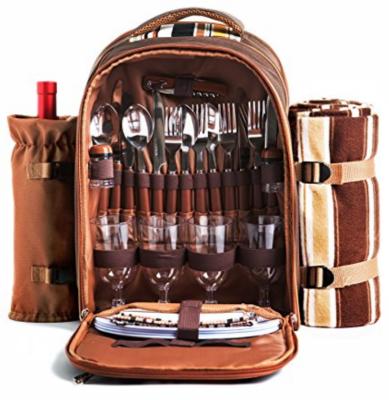 China BBQ Picnic Backpack Wholesale Custom Logo Hot Selling Outdoor People 4 Picnic Backpack With Wine Rack Cover for sale