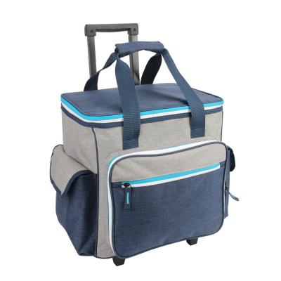 China Waterproof Thermal Trolley Handle Wheels Insulated Rolling Cooler Bag For Wine Can And Food for sale