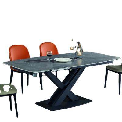 China 2021 New Design Round Table Marble Dining Table Round Black Leg for sale