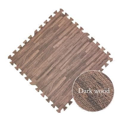 China Eco-friendly 30*30/60*60cm Brown Wood Grain Mat EVA Flooring Interlocking Puzzle Play Mat for sale