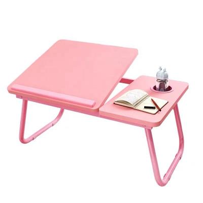 China Adjustable Portable Bed Tray Multifunctional Foldable Laptop Desk Breakfast Serving Table with Tilt Storage Top Drawer for sale