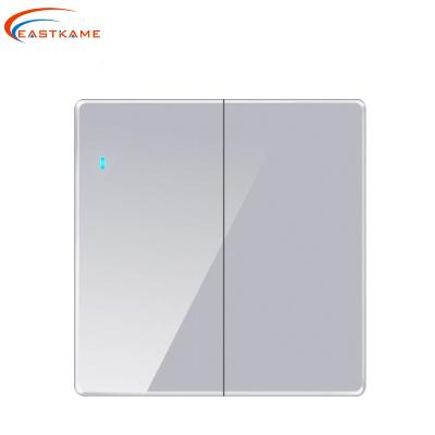 China 2 Gang Crystal Glass Panel Touch Smart Home Wall Electrical Switch 86*86*35mm for sale