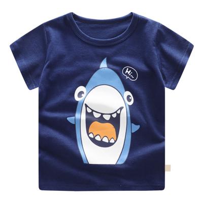 China Breathable Hot Selling Cartoon Printed Summer Clothing 100% Cotton Short Sleeve Kids Boy Girl T-shirt for sale