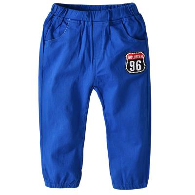 China Anti-Static Wholesale Number Embroidered Kids Woven Pants Elastic Waistband Boys Casual Pants for sale