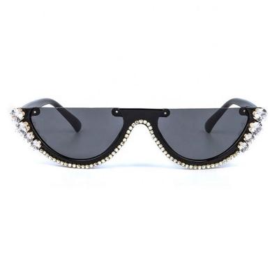 China Women Diamond Vintage Sun Glasses Sun Glasses Fake Moon Stones Half Frame New Luxury Fashion Sun Glasses Small for sale