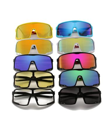 China Sports Sunglasses Shape Siamese Glass Frame Mount Sunglasses Outdoor Sports Large Colorful Reflective Mercury Sunglasses for sale