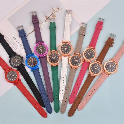 China Wholesale Luminous Starry Sky Outdoor Simple Ladies Watch Fashion Belt Quartz Digital Luminous Watch for sale