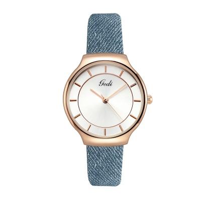 China New ladies day/date retro belt student denim style INS Quartz Waterproof Watch fashion belt simple belt watch for sale