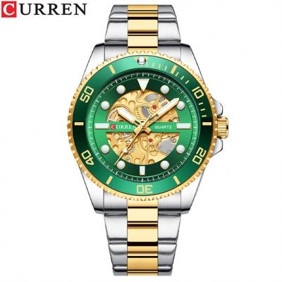 China New 8412 date CURREN automatic watches imitated stainless steel mechanical band men clock quartz design luminous wristwatches for male for sale