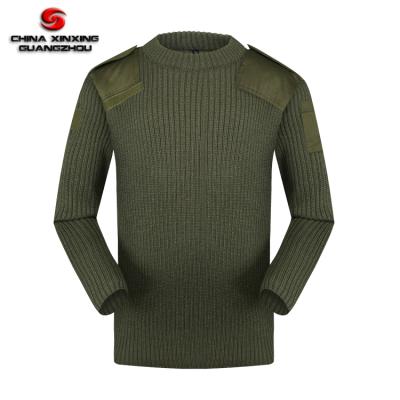 China Military And Army Use 50% Wool 50% Antistatic Olive Green Acrylic Warm Sweater for sale