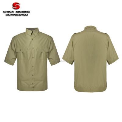 China Army Green Cotton Sleeve Plain Short Military Shirts Shirt Military Anti-pilling Uniform for sale