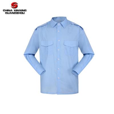 China TC 65/35 Sky Blue Long Sleeve Shirt Military Officers Army Anti-Shrink Shirt for sale