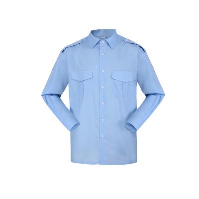 China TC 65/35 Sky Blue Summer Anti-Shrink Autumn Comfortable Long Sleeve Shirt For Men for sale